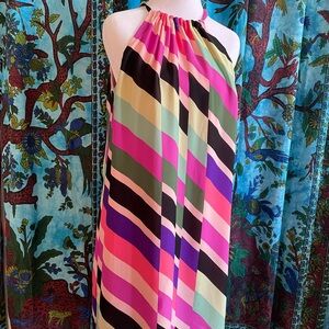 EUC Trina Turk Pink and Green Striped Maxi Dress